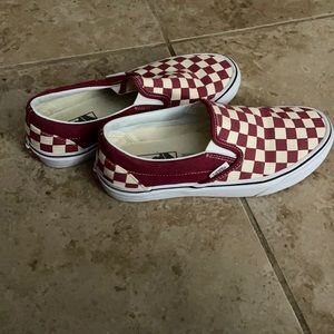 Red & off white checkered vans